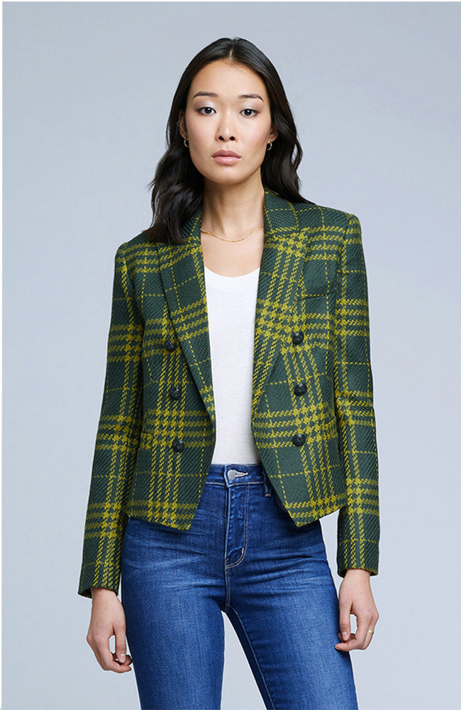 Brooke Crop Blazer Green Plaid