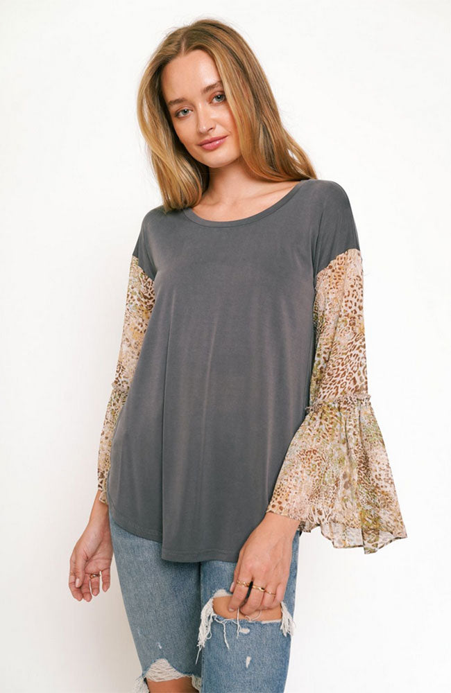 Modal Top Printed Flare Sleeve