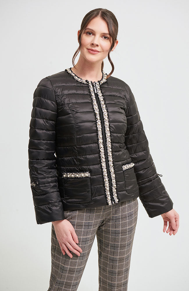 Embellished Puffer Jacket in Black