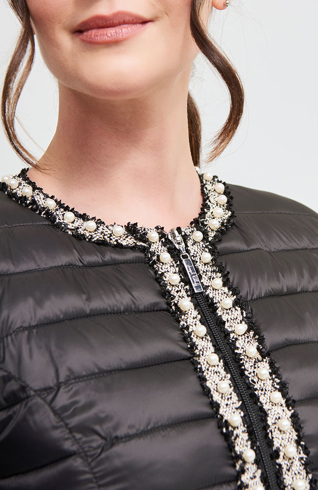 Embellished Puffer Jacket in Black