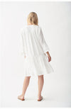 37" Ruffle Hem Tiered Dress in White