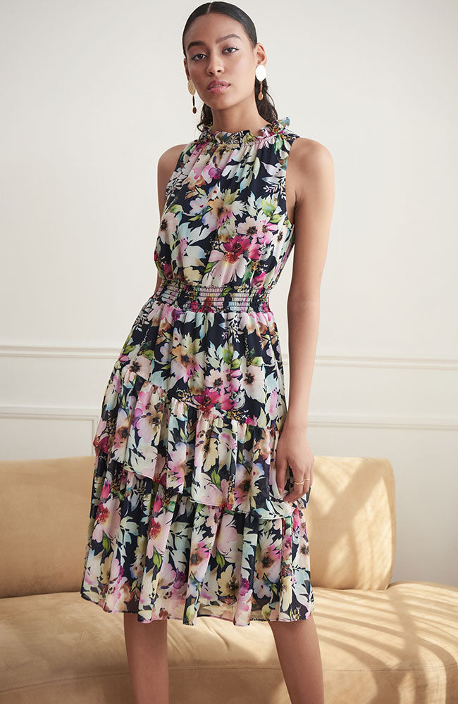 Floral Gathered Waist Dress