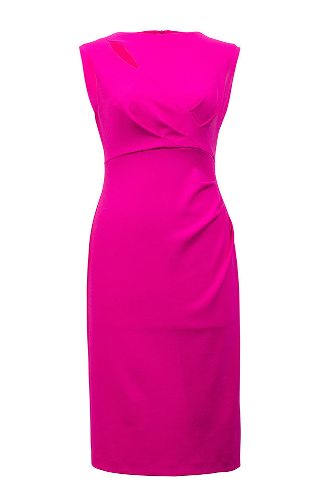 Tuck Pleat Bodice Dress with Cutout