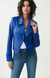 Faux Leather Cross Zip Jacket
