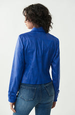 Faux Leather Cross Zip Jacket