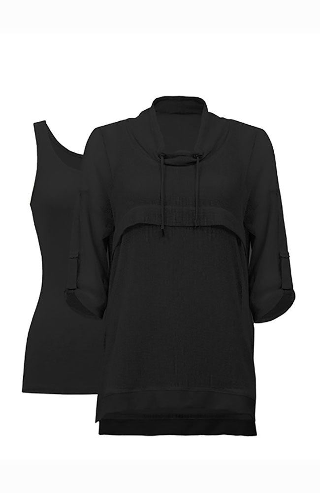 2 Piece Mesh Tunic in Black