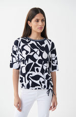 Gathered Waist Geometric Print Top