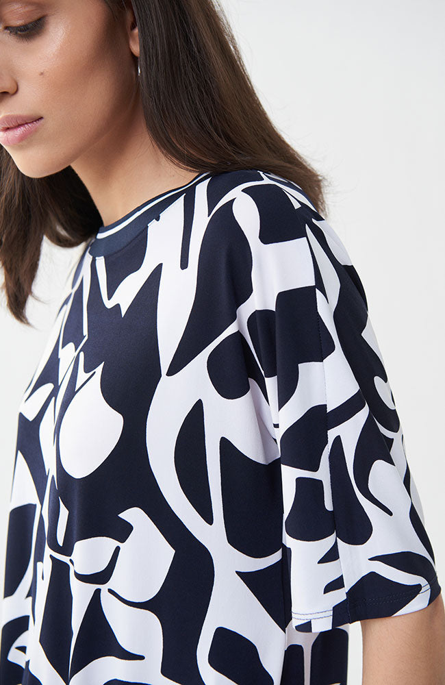 Gathered Waist Geometric Print Top