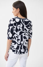 Gathered Waist Geometric Print Top