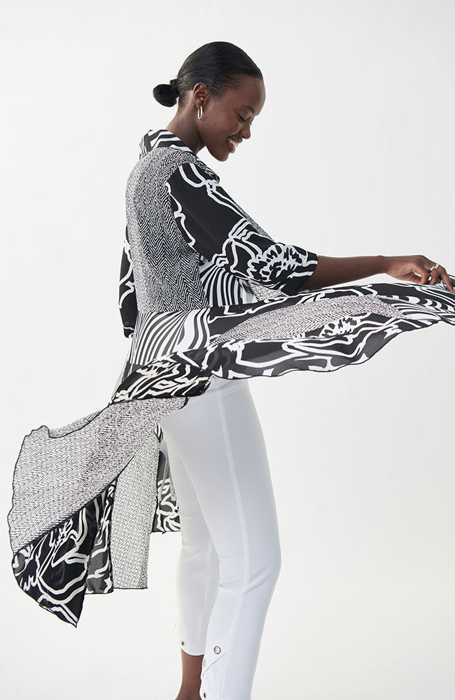 Print Duster in Black Vanilla