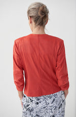 Faux Leather Moto Jacket in Lacquer Red
