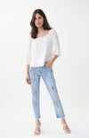 Stone Embellished Jean in Light Denim