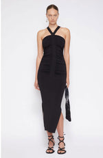 Darya Compact Rib Ruched Midi Dress