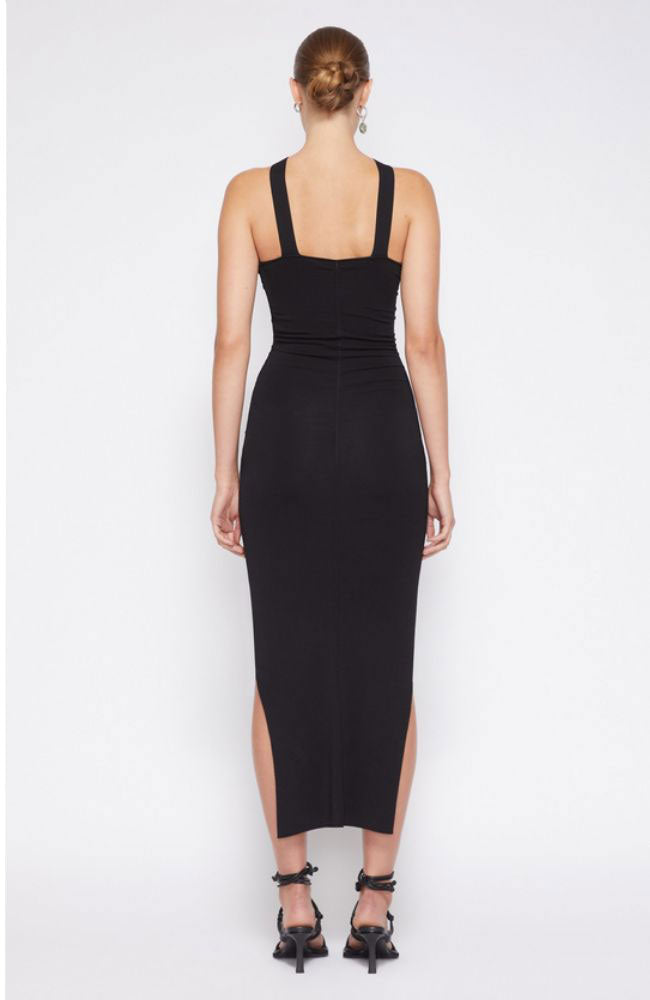 Darya Compact Rib Ruched Midi Dress