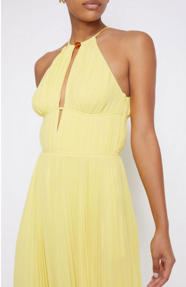 Carli Plisse Halter Midi Dress