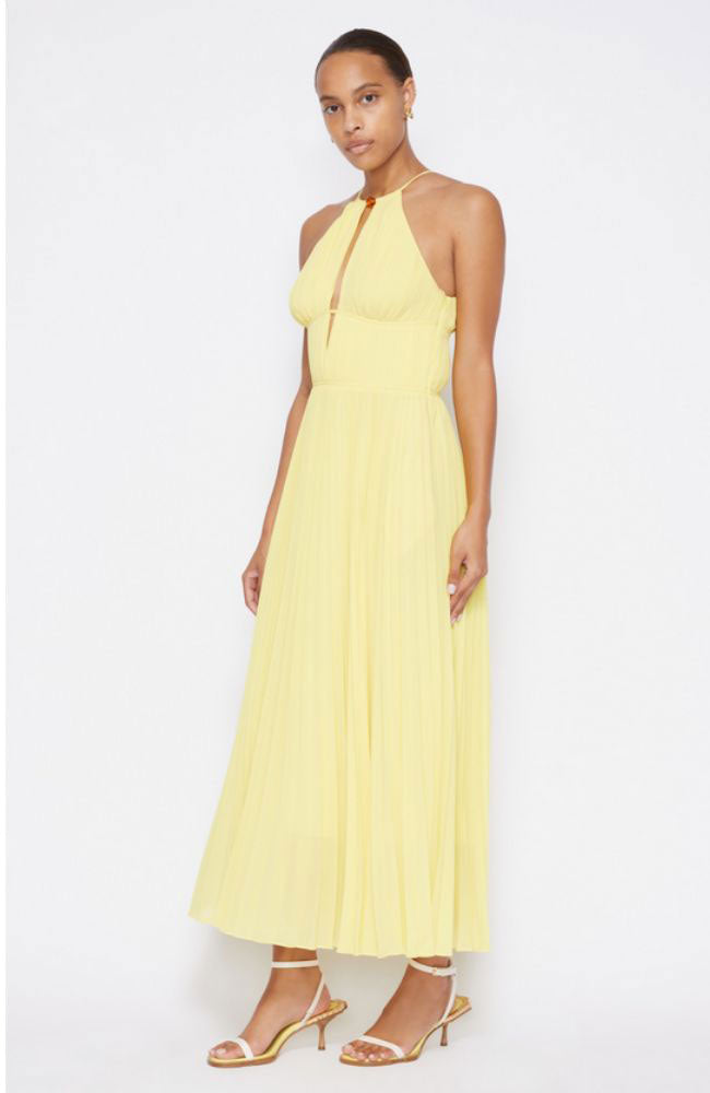 Carli Plisse Halter Midi Dress