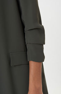 Long Gathered Sleeve Blazer in Avocado