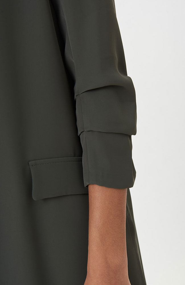 Long Gathered Sleeve Blazer in Avocado