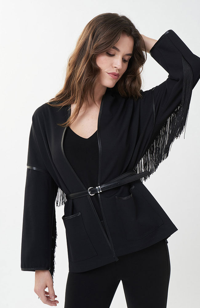Jacket, Belted with Fringe Sleeves