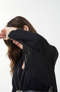 Jacket, Belted with Fringe Sleeves
