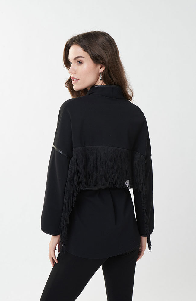 Jacket, Belted with Fringe Sleeves