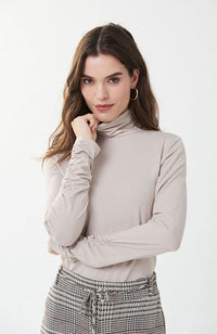 Fitted Jersey Rouched Sleeve Turtleneck