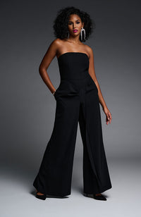 Crepe Wide Leg Jumpsuit in Black