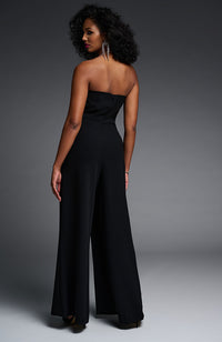 Crepe Wide Leg Jumpsuit in Black
