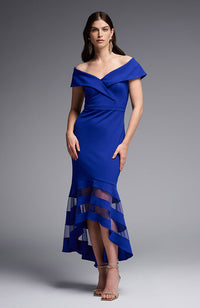 Hi Low Off Shoulder Dress in Royal