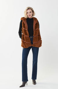 Faux Fur and Leatherette Vest Maple