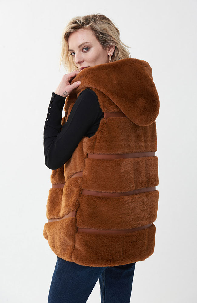 Faux Fur and Leatherette Vest Maple