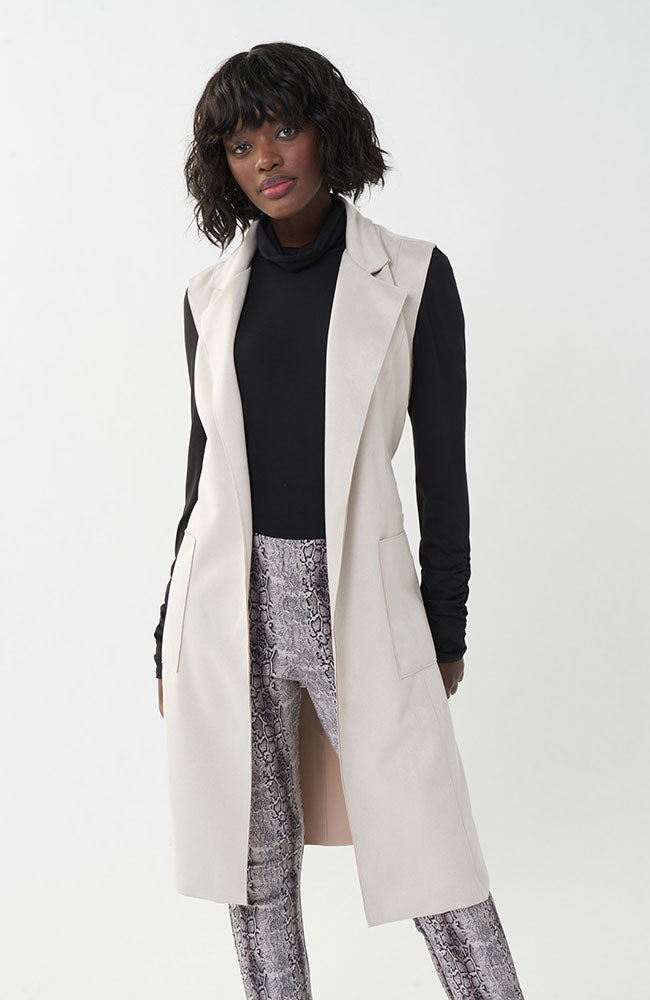 Suede Scuba Fit Vest in Stone