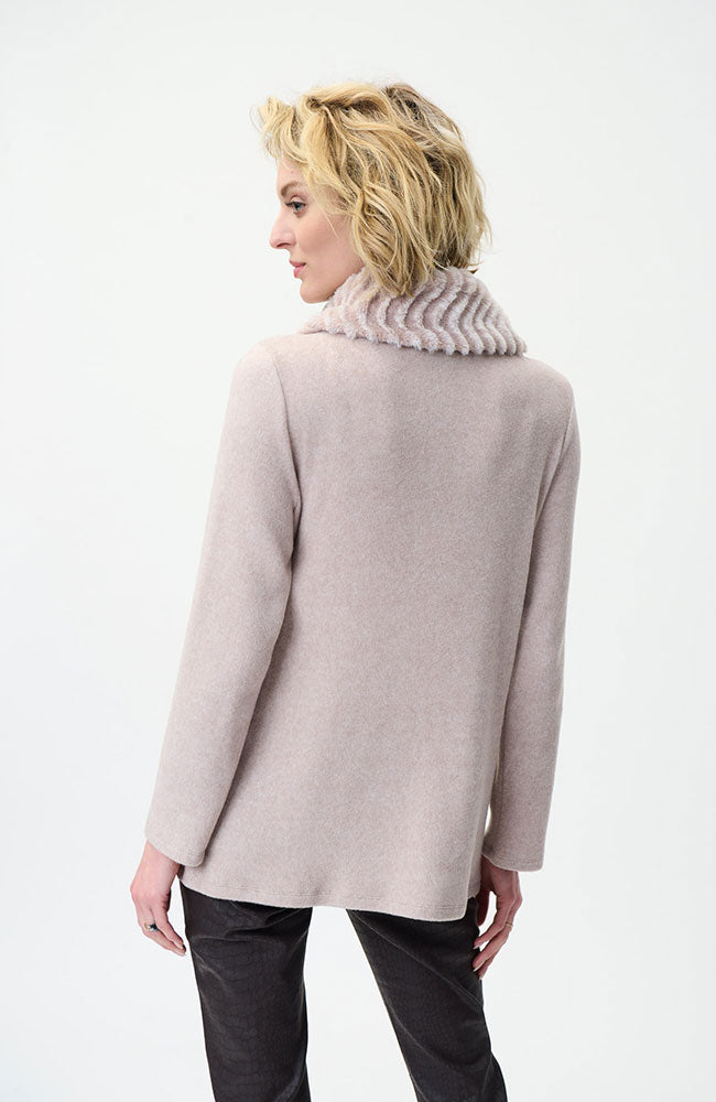 Faux Fur Cowl Sweater with Pockets