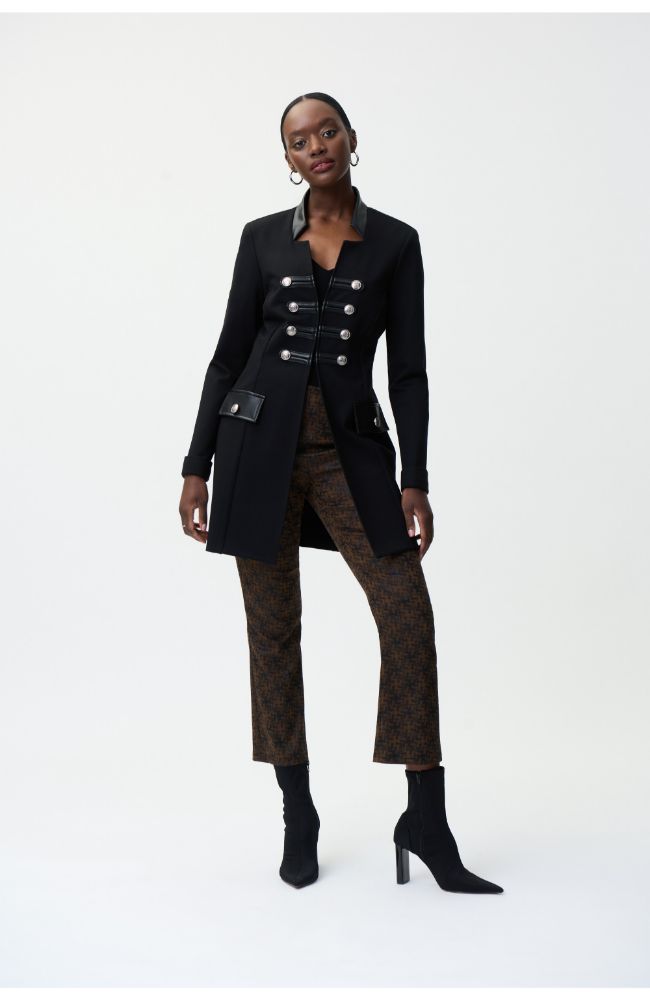 Faux Leather Detailed Coat