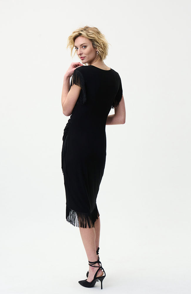 Fringe Detailed V Neck Dress