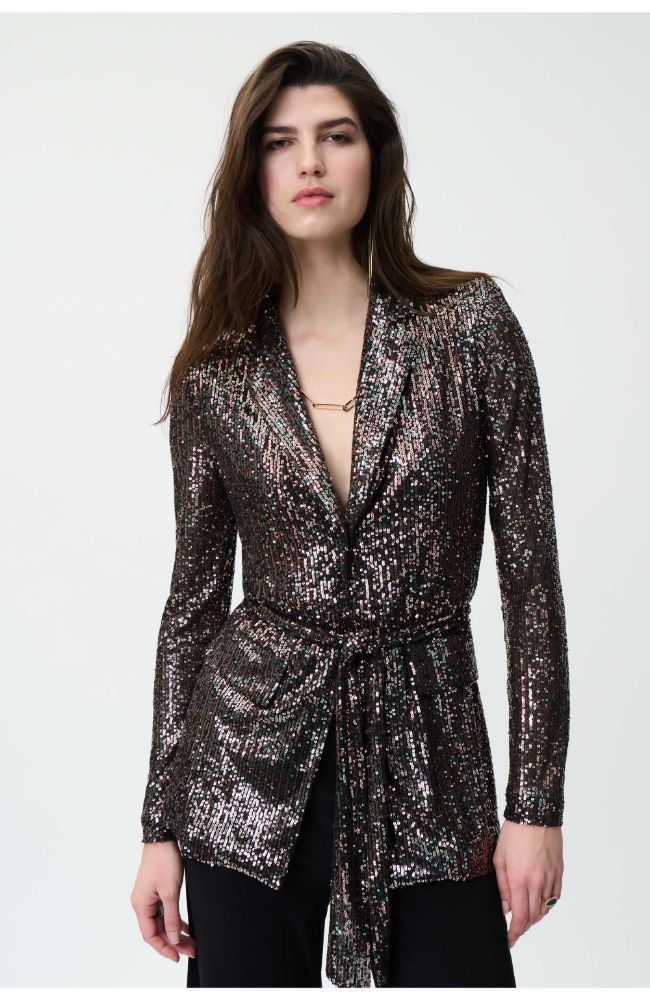 Sequin Blazer in Black Multi