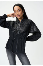 Gathered Waist Stone Embellished Jacket