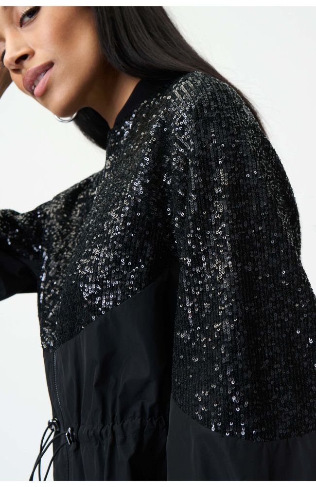 Gathered Waist Stone Embellished Jacket