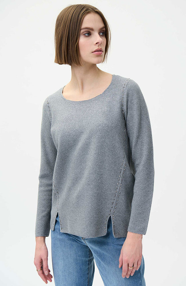 Grey Sweater Silver Rivets