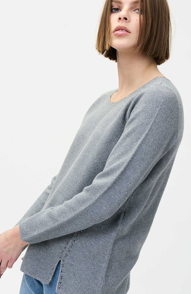 Grey Sweater Silver Rivets