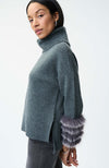 Cowl Neck Sweater Faux Fur Trim