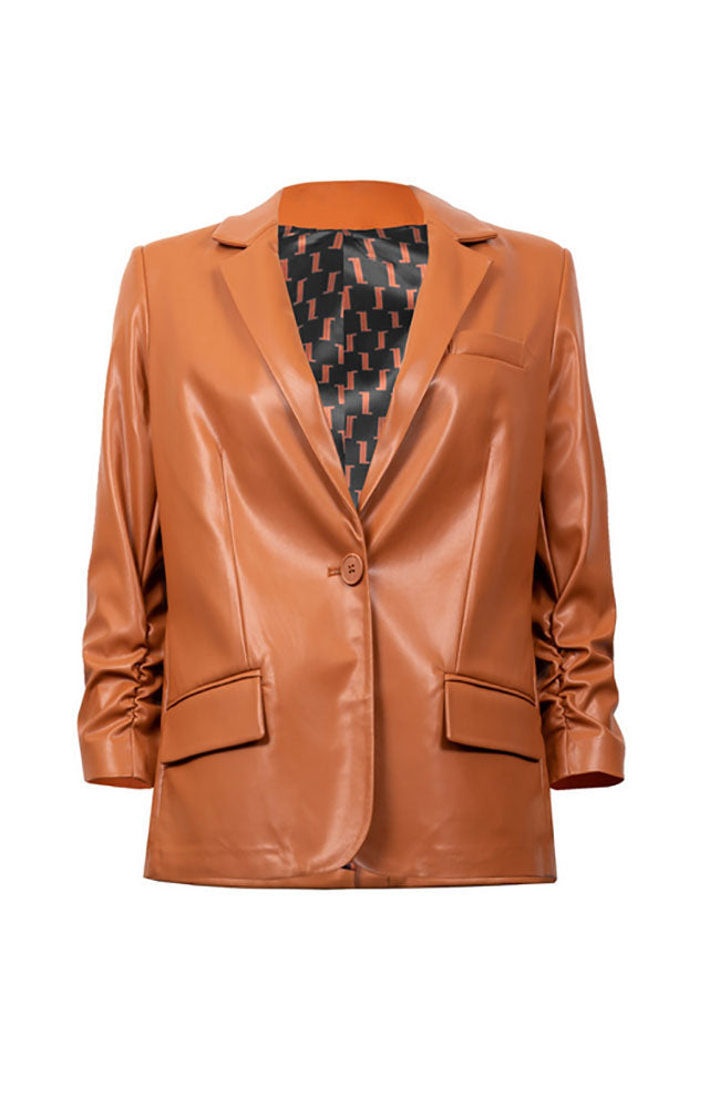 Faux Leather Blazer in Maple