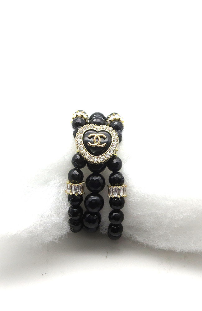 Black Heart, 3 Black Strands Bracelet