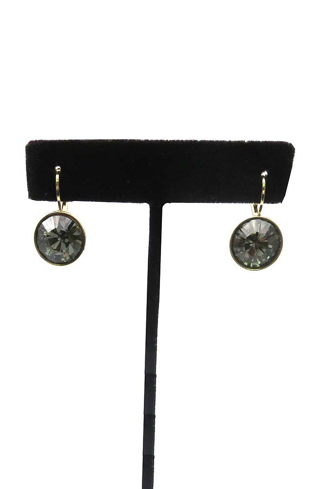 Large Leverback Stud Gold Green