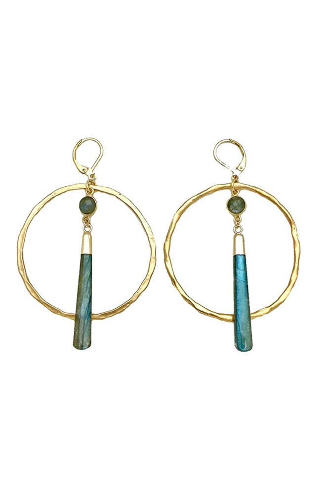 Large Circle Labradorite Spike Earring