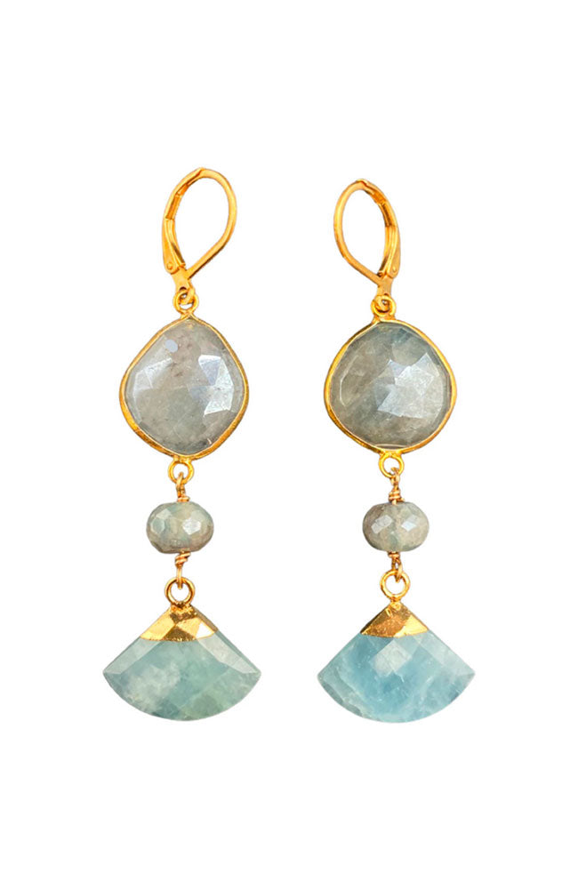 Aquamarine Gem & Fan Earring