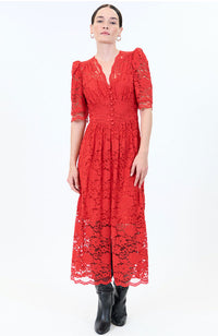 Eloise Dress in Red Lace