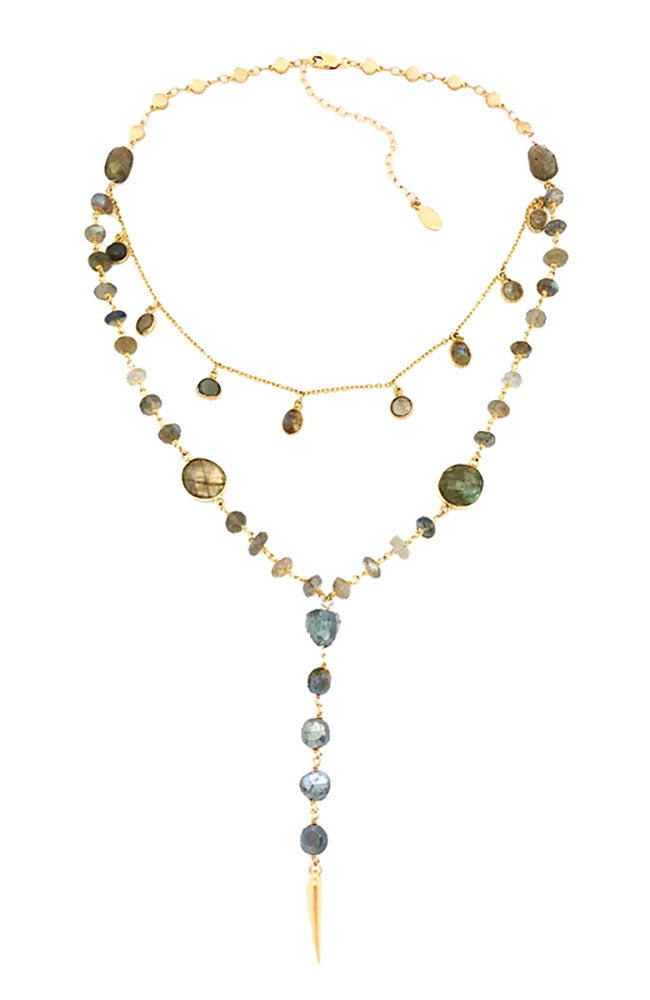 Julia 2 Layer Labradorite Necklace with Drop