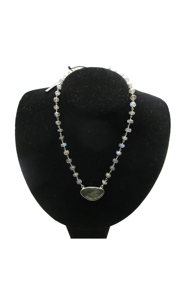 Labradorite Heart Silver Labradorite Necklace