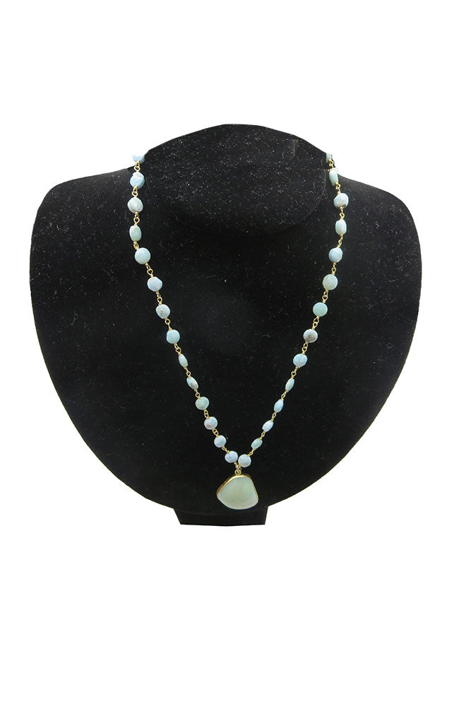 Blue Druzy Larimar Necklace